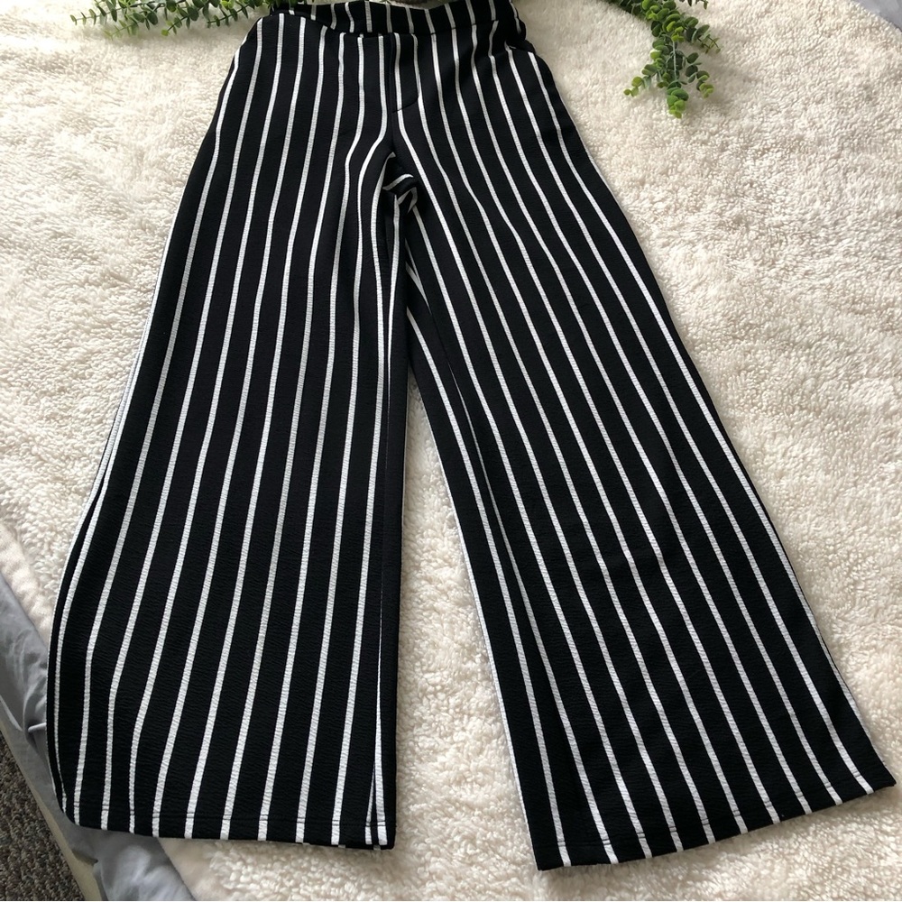 Striped wide leg pants with pockets SZ S - Picture 1 of 10